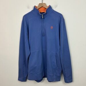 B. Draddy Mens XXL Blue Orange Quarter Zip French Terry Pullover Sweatshirt